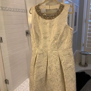 Jenny Peckham pleated jeweled brocade dress